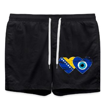 Bosnien Nazarperle Flagge used - Badeshorts - Schwarz - Vorne - AI Model Male 185 light (185cm)
