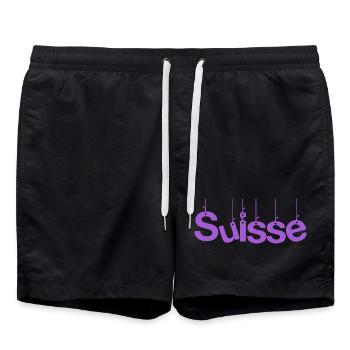 SUISSE. PAYS. GENEVE. SUISSE. HUMOUR - Short de bain - noir - Devant - AI Model Male 185 light (185cm)
