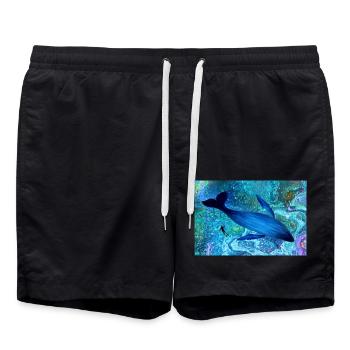 Blauwal im Farbmeer - Badeshorts - Schwarz - Vorne - AI Model Male 185 light (185cm)