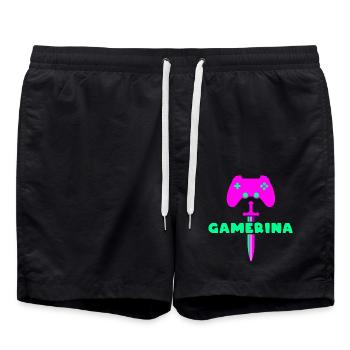 GAMERINA Neon Sword Logo - Badeshorts - Schwarz - Vorne - AI Model Male 185 light (185cm)