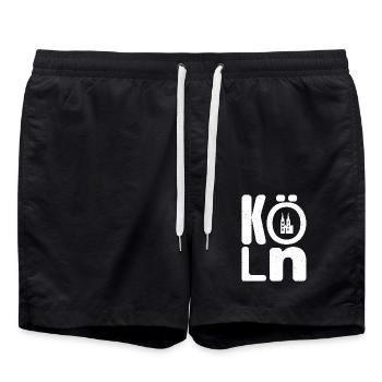 Kölner Design Karneval Souvenir Fasching Köln - Badeshorts - Schwarz - Vorne - AI Model Male 185 light (185cm)