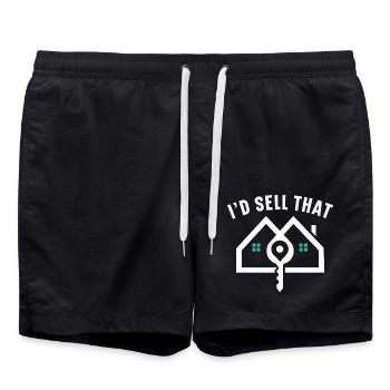 Ich würde das Haus verkaufen Makler Immobilienmakl - Badeshorts - Schwarz - Vorne - AI Model Male 185 light (185cm)