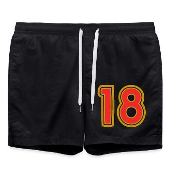 18. 18 JAHRE ALT. 18-JÄHRIGES JUBILÄUM. GEBURTSTAG 18 JAHRE. - Badeshorts - Schwarz - Vorne - AI Model Male 185 light (185cm)