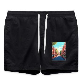 Philadelphia Pennsylvania Vintage Reiseposter - Badeshorts - Schwarz - Vorne - AI Model Male 185 light (185cm)
