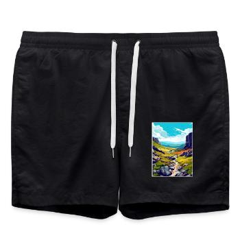 Hohe Tasse Nick Cumbria Vintage Reiseposter WPA - Badeshorts - Schwarz - Vorne - AI Model Male 185 light (185cm)