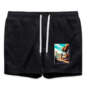 San Luis Obispo California Vintage Reiseposter - Badeshorts - Schwarz - Vorne - AI Model Male 185 light (185cm)