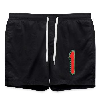 1. 1 Jahr. 1. JAHRESTAG. 1-JÄHRIGES JUBILÄUM - Badeshorts - Schwarz - Vorne - AI Model Male 185 light (185cm)