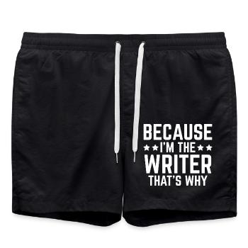 Weil Ich Der Drehbuchautor Bin Deswegen Autor - Badeshorts - Schwarz - Vorne - AI Model Male 185 light (185cm)