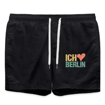 Ich liebe Berlin Vintage Herz | Retro Hauptstadt - Badeshorts - Schwarz - Vorne - AI Model Male 185 light (185cm)