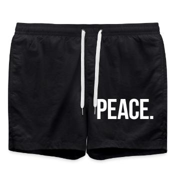 PEACE. - Schlicht und Aussagekräftig - Badeshorts - Schwarz - Vorne - AI Model Male 185 light (185cm)