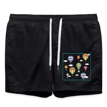 Heißluftballon-Liebhaber Ballonfahrt Luftschiffer - Badeshorts - Schwarz - Vorne - AI Model Male 185 light (185cm)
