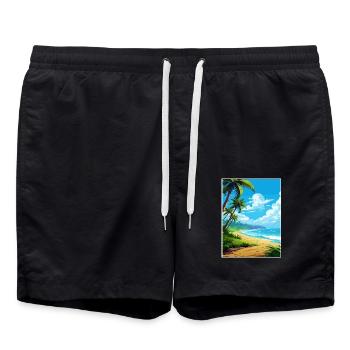 Playa Jaco Costa Rica Vintage Reiseposter WPA - Badeshorts - Schwarz - Vorne - AI Model Male 185 light (185cm)
