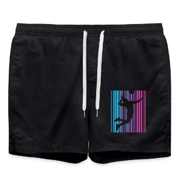 Volleyball Retro Volleyballspieler Volleyballer - Badeshorts - Schwarz - Vorne - AI Model Male 185 light (185cm)