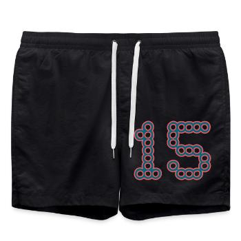 ANNIVERSAIRE. 15. 15 ANS. 15e ANNIVERSAIRE - Short de bain - noir - Devant - AI Model Male 185 light (185cm)