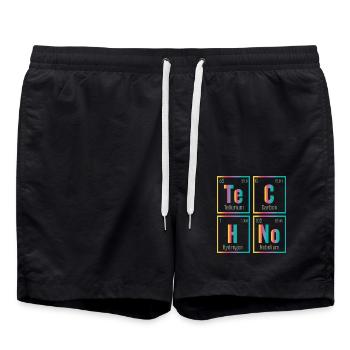 Techno Element House Musik - Badeshorts - Schwarz - Vorne - AI Model Male 185 light (185cm)