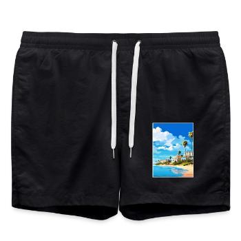 Marbella Spanien Deko Vintage Reiseposter Souvenir - Badeshorts - Schwarz - Vorne - AI Model Male 185 light (185cm)
