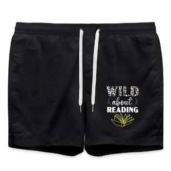 Ich habe mein Buch geschlossen, um hier zu sein Bu - Badeshorts - Schwarz - Vorne - AI Model Male 185 light (185cm)