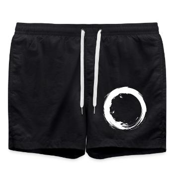 Kreis Design Vektor Neue Variante Rund Weiß - Badeshorts - Schwarz - Vorne - AI Model Male 185 light (185cm)