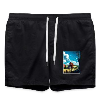 Chester County Pennsylvania Vintage Reiseposter - Badeshorts - Schwarz - Vorne - AI Model Male 185 light (185cm)