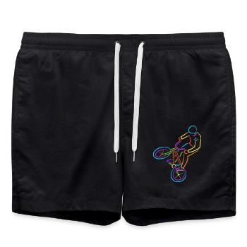 BMX Fahrrad bunt Radfahrer Stunt BMX - Badeshorts - Schwarz - Vorne - AI Model Male 185 light (185cm)