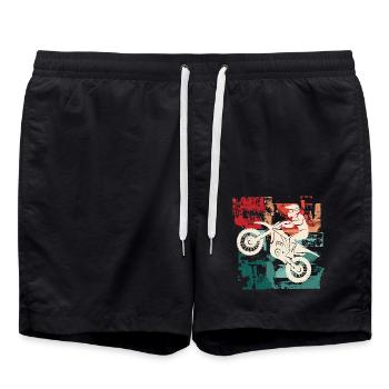 Motorrad Biker Motorsport Dirtbike Motocross - Badeshorts - Schwarz - Vorne - AI Model Male 185 light (185cm)