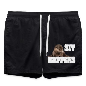 Otter , niedlicher Fischotter Vintage Retro - Badeshorts - Schwarz - Vorne - AI Model Male 185 light (185cm)