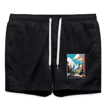 Pittsburgh Pennsylvania Vintage Reiseposter WPA - Badeshorts - Schwarz - Vorne - AI Model Male 185 light (185cm)
