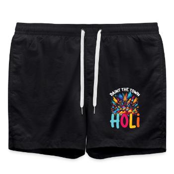 Happy Holi Grüße Hinduismus Indisches Fest - Badeshorts - Schwarz - Vorne - AI Model Male 185 light (185cm)