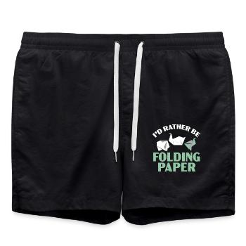 Ich würde lieber Papier falten Origami Japanische - Badeshorts - Schwarz - Vorne - AI Model Male 185 light (185cm)