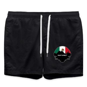 Monterrey Mexiko Flagge Skyline Silhouette Reisen - Badeshorts - Schwarz - Vorne - AI Model Male 185 light (185cm)