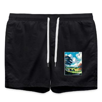 Bucks County Pennsylvania Vintage Reiseposter - Badeshorts - Schwarz - Vorne - AI Model Male 185 light (185cm)