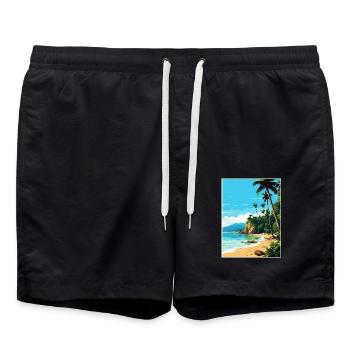 Manuel Antonio Park Costa Rica Reiseposter - Badeshorts - Schwarz - Vorne - AI Model Male 185 light (185cm)