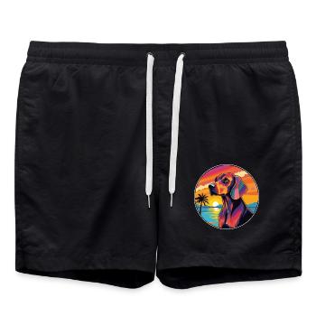 Litauische Jagdhundrasse bunte Karikatur Waterc - Badeshorts - Schwarz - Vorne - AI Model Male 185 light (185cm)