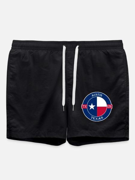 Austin Texas Flagge USA Reise Souvenir Abzeichen - Badeshorts - Schwarz