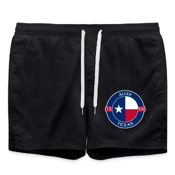 Allen Texas Flagge USA Reise Souvenir Abzeichen - Badeshorts - Schwarz - Vorne - AI Model Male 185 light (185cm)