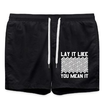 Fliesenleger Fliesensetzer Beruf Fugenleger Fliese - Badeshorts - Schwarz - Vorne - AI Model Male 185 light (185cm)