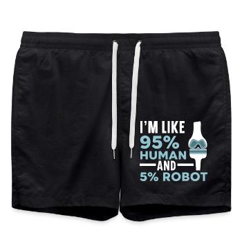Ich bin zu 95% Mensch und 5% Roboter Lustige Amput - Badeshorts - Schwarz - Vorne - AI Model Male 185 light (185cm)