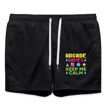 Aracde Games Keep Me Calm Videospiel Gaming Gamer - Badeshorts - Schwarz - Vorne - AI Model Male 185 light (185cm)