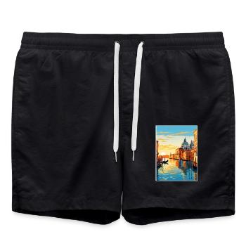 Venedig Italien Dekoration Markusplatz Souvenir - Badeshorts - Schwarz - Vorne - AI Model Male 185 light (185cm)