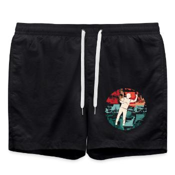 Dartspieler Dartspiel Retro Dart Spieler - Badeshorts - Schwarz - Vorne - AI Model Male 185 light (185cm)
