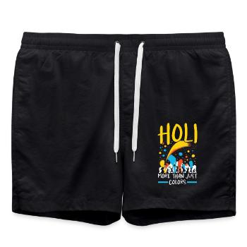 Happy Holi Grüße Hinduismus Indisches Fest - Badeshorts - Schwarz - Vorne - AI Model Male 185 light (185cm)