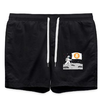 Astronaut Bitcoin Mond BTC - Badeshorts - Schwarz - Vorne - AI Model Male 185 light (185cm)