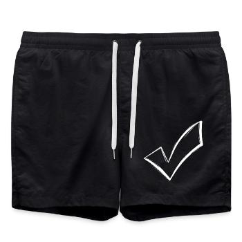 Häkchen Hacken OK Gesehen Weiß Vektor - Badeshorts - Schwarz - Vorne - AI Model Male 185 light (185cm)