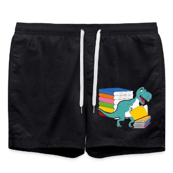 Dinosaurier Bücher Zukunft Paläontologe Dinosaurie - Badeshorts - Schwarz - Vorne - AI Model Male 185 light (185cm)