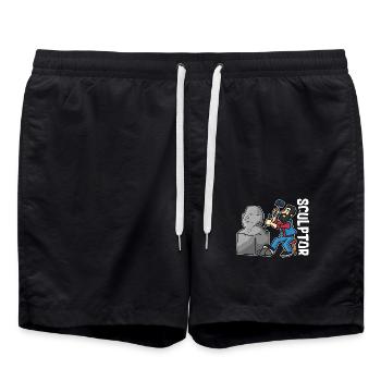 Kreativer Bildhauer Steinatelier - Badeshorts - Schwarz - Vorne - AI Model Male 185 light (185cm)