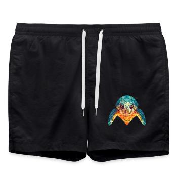 Meeresschildkröte Bunte Aquarell-Tierillustration - Badeshorts - Schwarz - Vorne - AI Model Male 185 light (185cm)