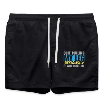 Hör auf, an meinem Bein zu ziehen, es wird abfalle - Badeshorts - Schwarz - Vorne - AI Model Male 185 light (185cm)