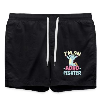 Ich bin ein ADHS-Kämpfer Think Differently Einhorn - Badeshorts - Schwarz - Vorne - AI Model Male 185 light (185cm)