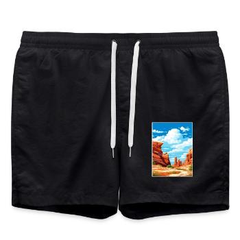 Große Treppe Utah Wüste Vintage Reiseposter - Badeshorts - Schwarz - Vorne - AI Model Male 185 light (185cm)