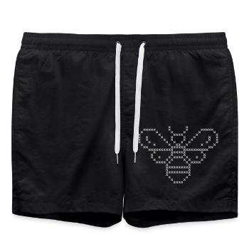Cross stitch bee white - Swim Trunks - black - Front - AI Model Male 185 light (185cm)